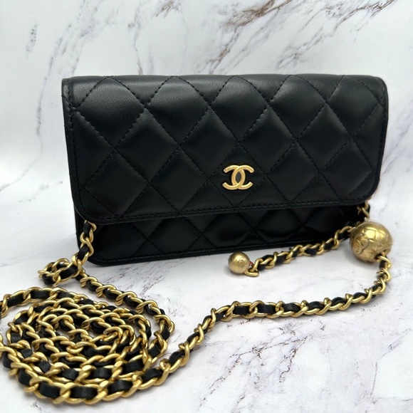 CHANEL Handbags - ❌❌ SOLD Chanel NIB Black Adjustable Handbag Crossbody Shoulder Pearl Crush